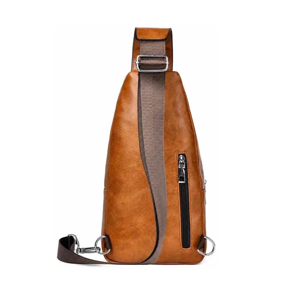 Sacoche homme en simili cuir, vue arrière avec poche zippée
