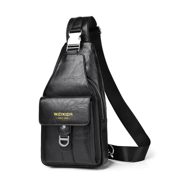 Sacoche homme en simili cuir noir avec bandoulière réglable