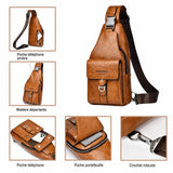 Sacoche homme compacte avec poches zippées, boucle robuste et rangements