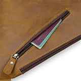 Sacoche homme triangle en cuir camel fermeture
