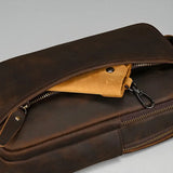 Sacoche pour homme en cuir véritable fermeture