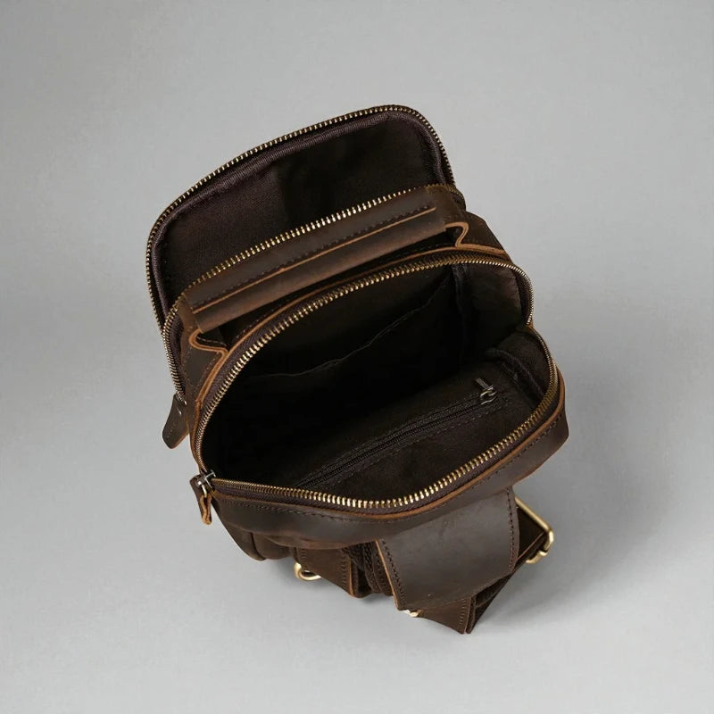 Sacoche pour homme en cuir véritable intérieur