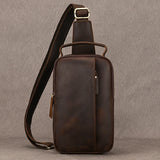 Sacoche pour homme en cuir véritable marron foncé
