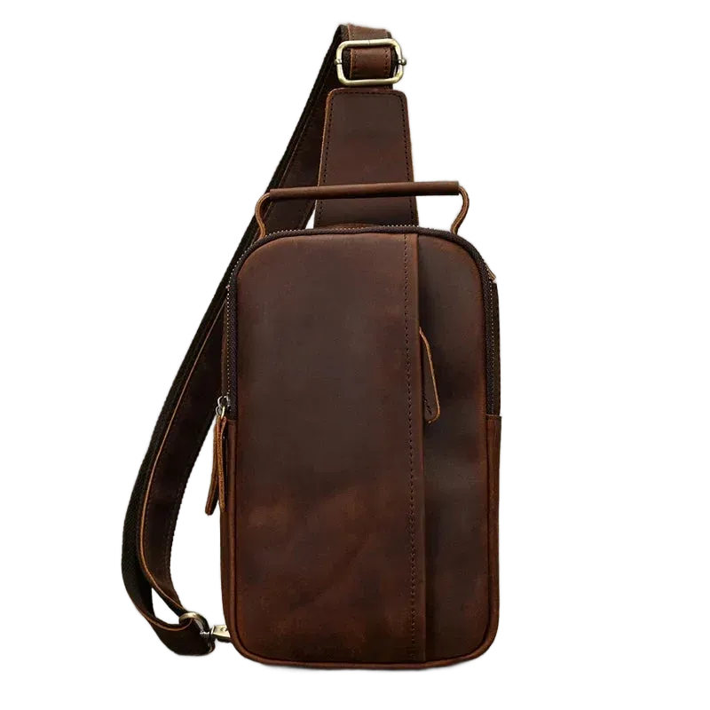 Sacoche pour homme en cuir véritable marron