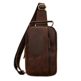 Sacoche pour homme en cuir véritable marron