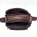 Sacoche pratique en cuir homme marron, vue intérieure
