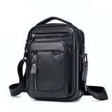 Sacoche pratique en cuir homme noir, vue de trois quarts