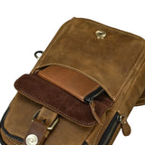 Sacoche vintage en cuir pour homme camel poche avant