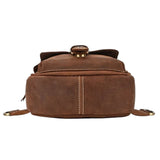 Sacoche vintage en cuir pour homme marron à plat