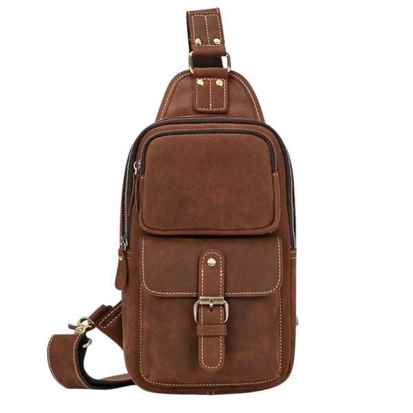 Sacoche vintage en cuir pour homme marron