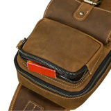 Sacoche vintage en cuir pour homme poche avant haut