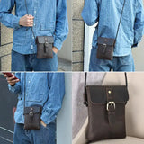 Sacoche vintage homme, 4 images d'un homme portant la sacoche