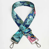 Sangle bandoulière pour sac motif floral bleu turquoise