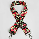 Sangle bandoulière pour sac motif floral rouge