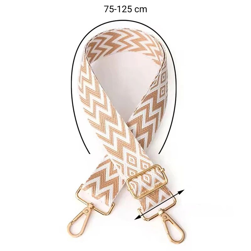 Sangle de sac bandoulière réglable pour femme beige et blanche
