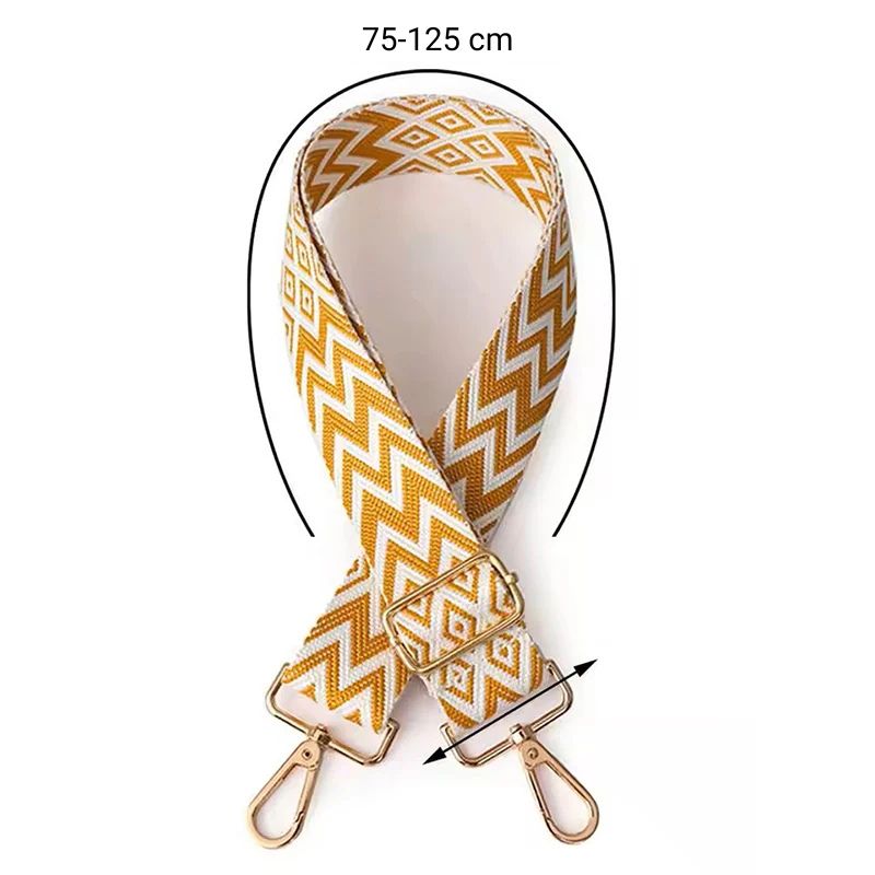 Sangle de sac bandoulière réglable pour femme jaune et blanche