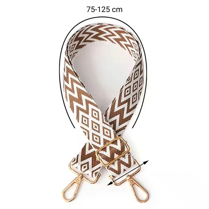 Sangle de sac bandoulière réglable pour femme marron et blanche