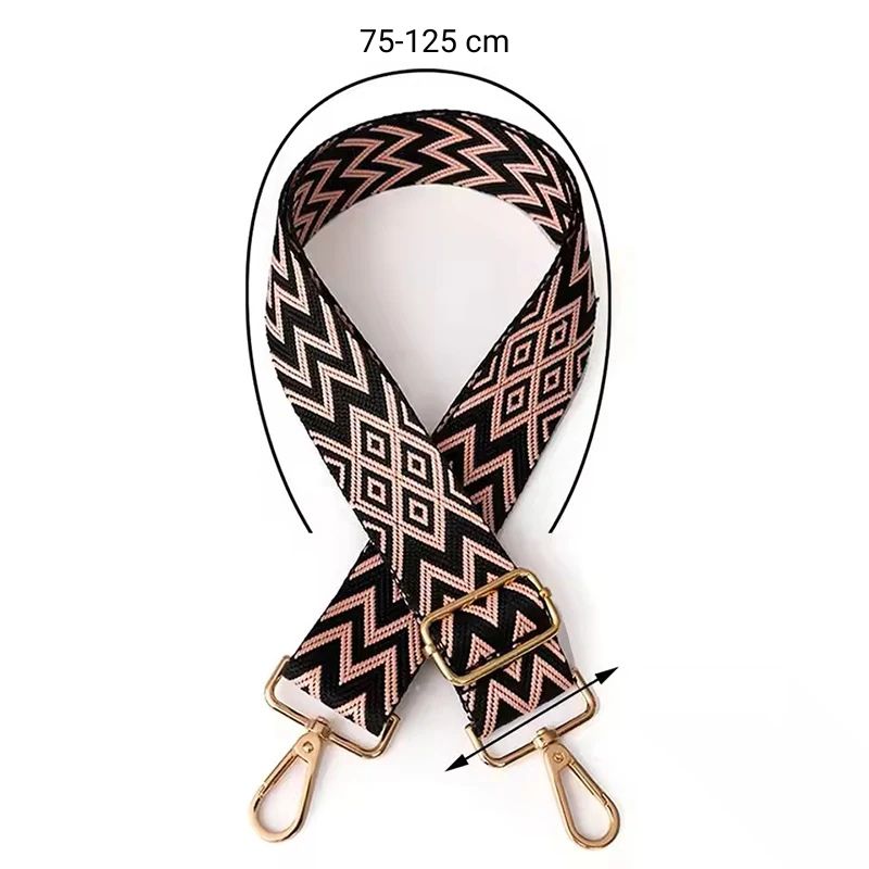 Sangle de sac bandoulière réglable pour femme noir et rose