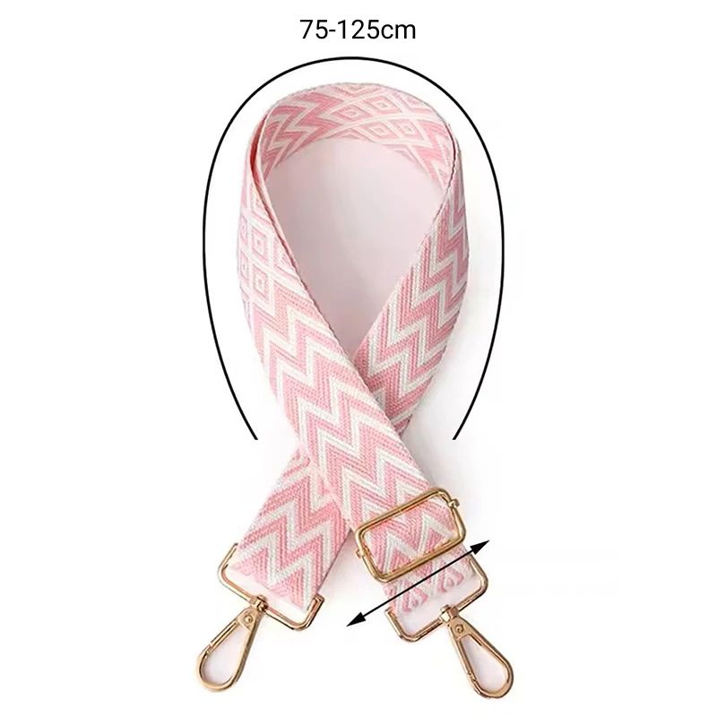 Sangle de sac bandoulière réglable pour femme rose et blanche