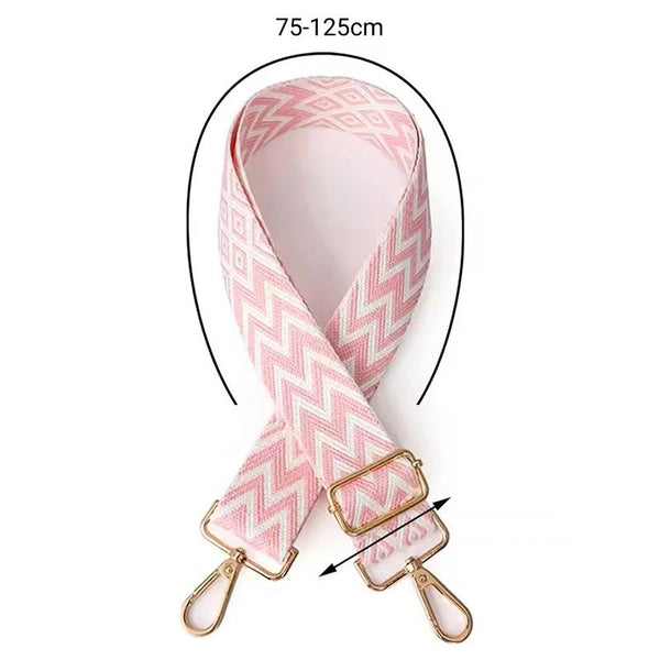 Sangle de sac bandoulière réglable pour femme rose et blanche